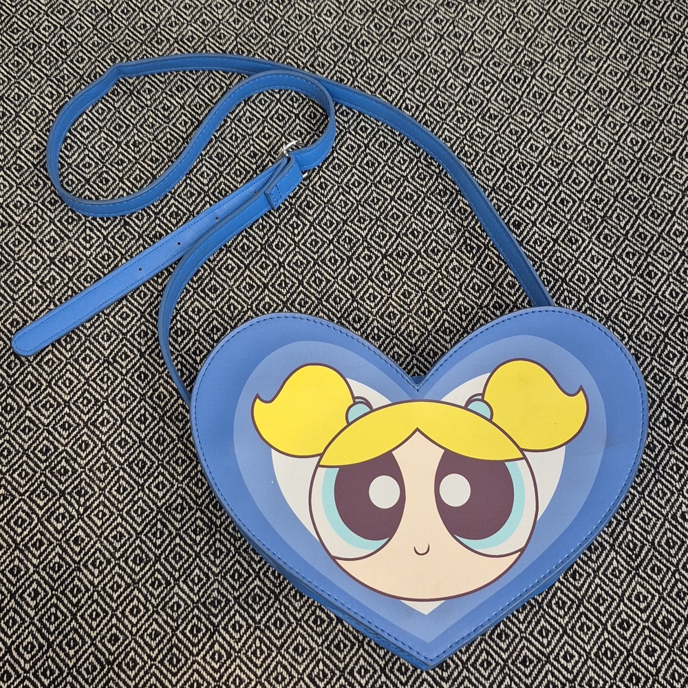 Blue Heart Shaped Bubbles The Power Puff Girls Crossbody Purse